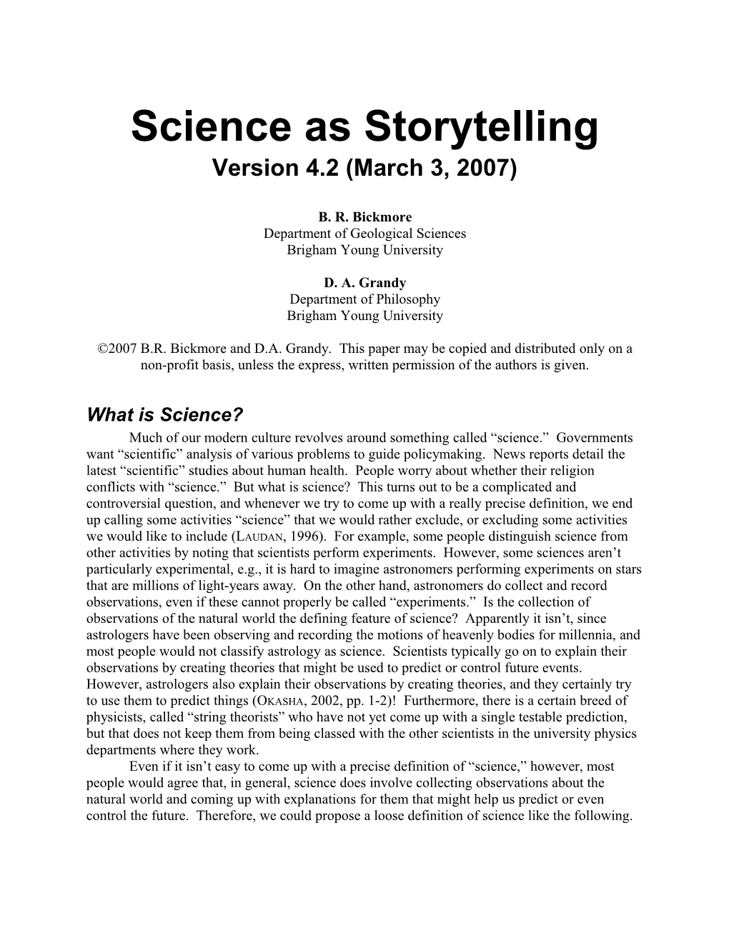 Science As Storytelling