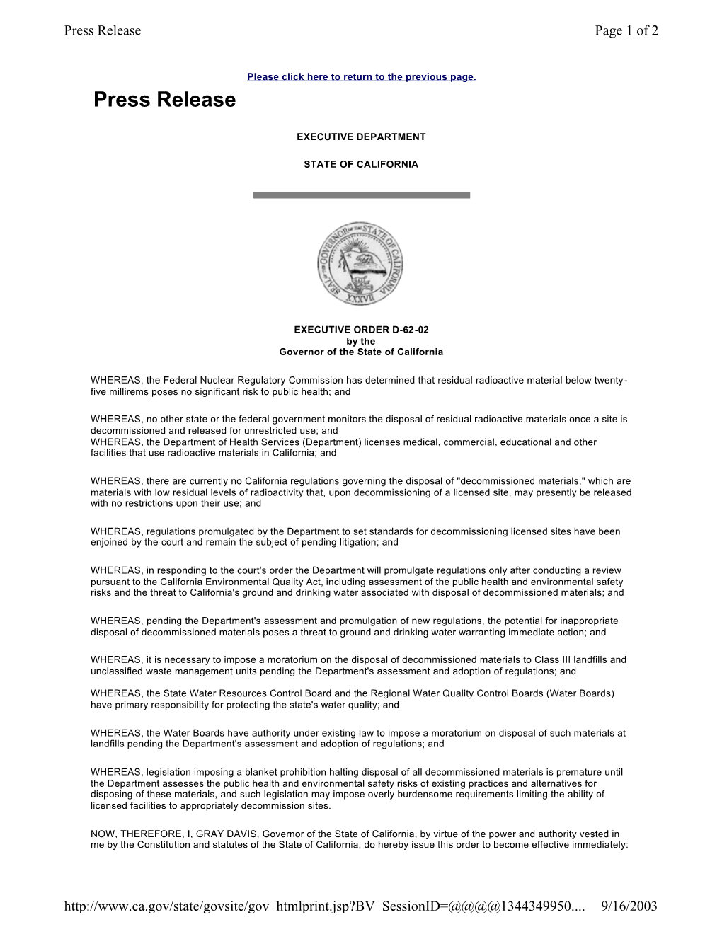 Ca State Exec Order D-62-02.Pdf