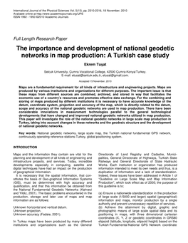 The Importance and Development of National Geodetic Networks in Map Production: a Turkish Case Study
