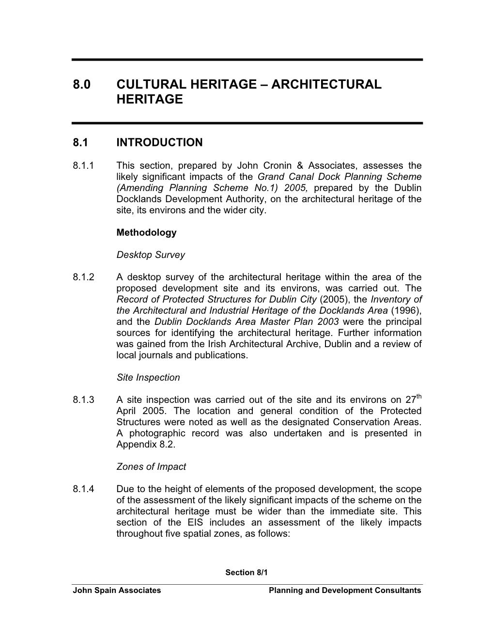 Amended Grand Canal Dock Planning Scheme EIS Architectural Heritage