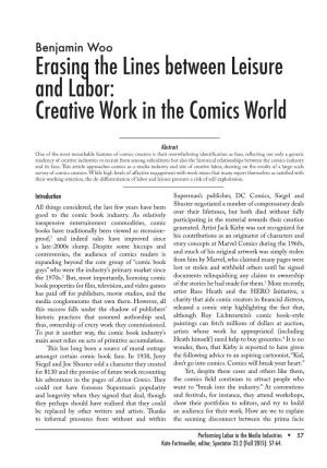 Erasing the Lines Between Leisure and Labor: Creative Work in the Comics World