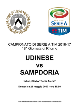 UDINESE Vs SAMPDORIA