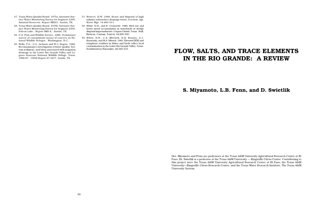 Flow, Salts, and Trace Elements in the Rio Grande