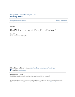 Do We Need a Beanie Baby Fraud Statute? Ellen S