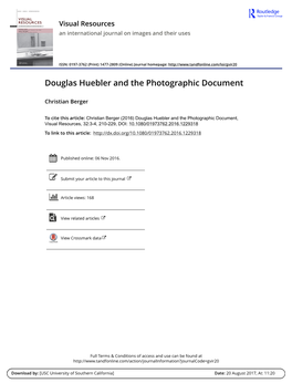 Douglas Huebler and the Photographic Document