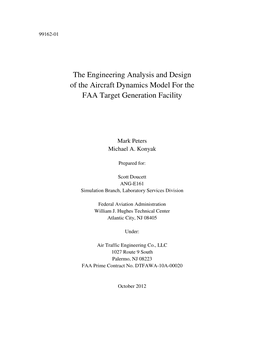 Engineering Analysis and Design of the Aircraft Dynamics Model for the FAA Target Generation Facility