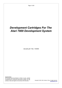 Development Cartridges for the Atari 7800 Development System