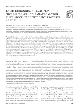 (Late Miocene) of Entre Ríos Province, Argentina