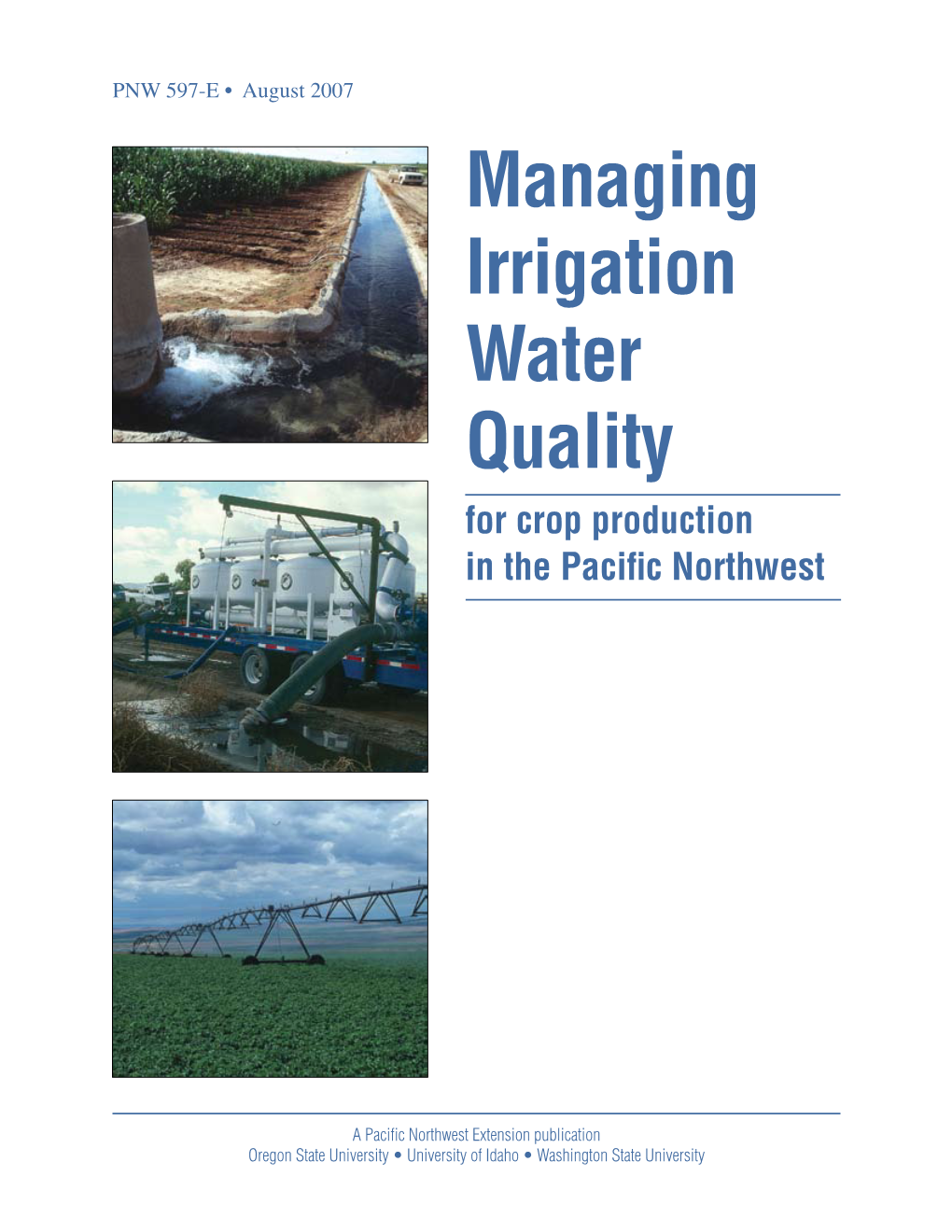 Managing Irrigation Water Quality for Crop Production in the Pacific Northwest