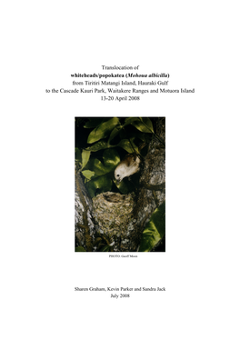 Whitehead Final Release Report Motuora and ARK 2008 Final