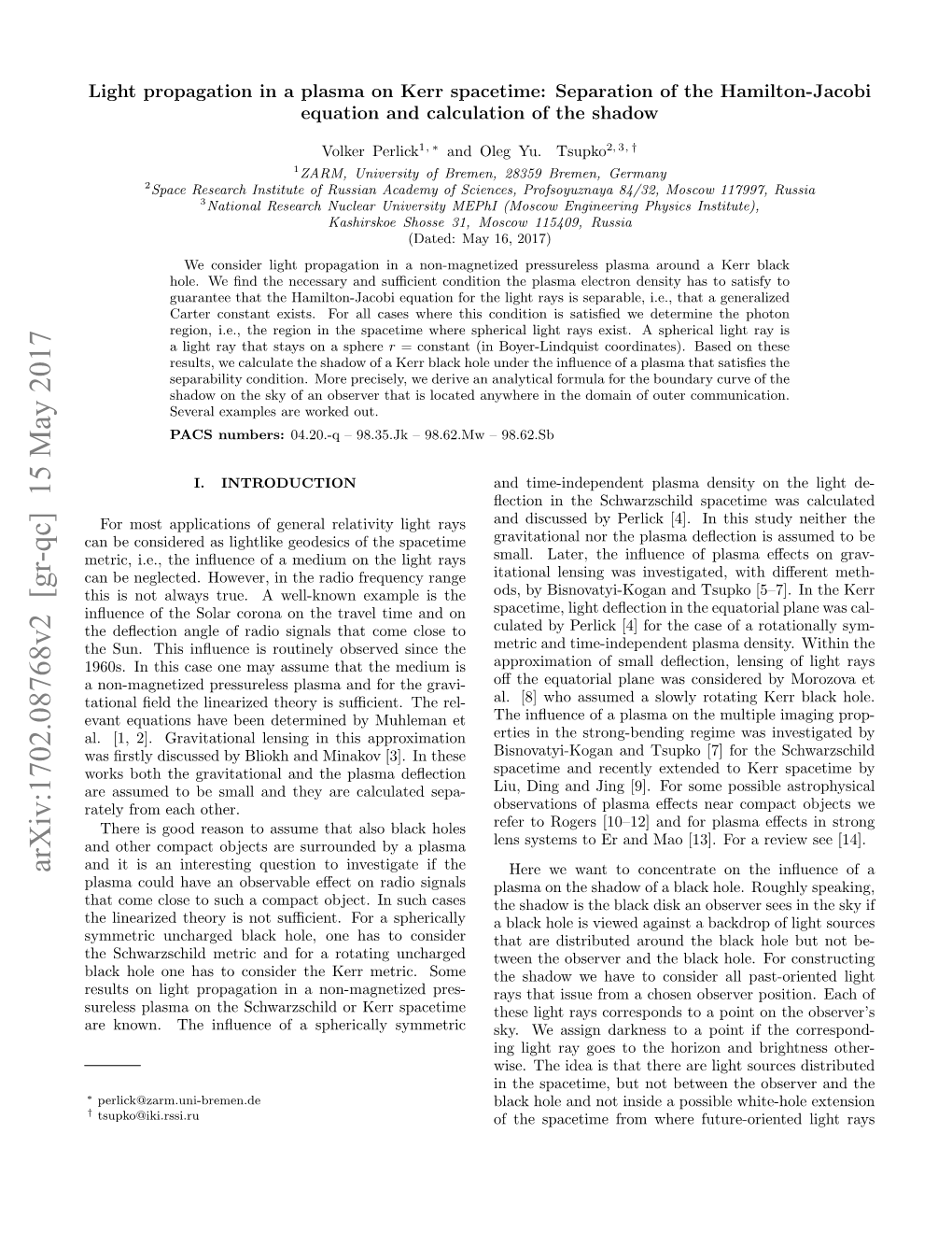 Light Propagation in a Plasma on Kerr Spacetime: Separation of the Hamilton-Jacobi Equation and Calculation of the Shadow