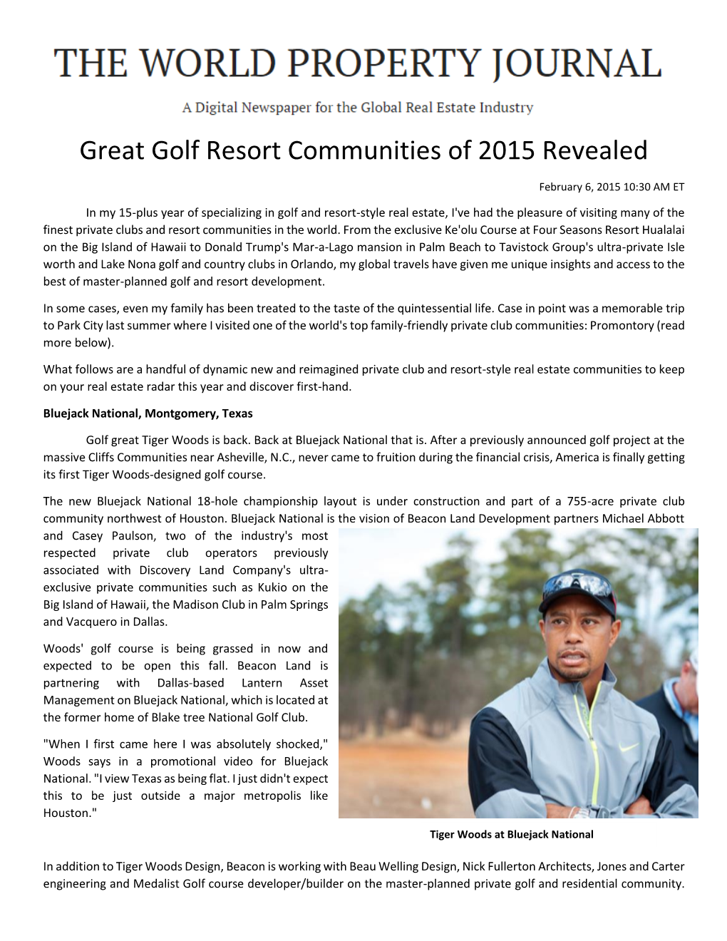 Great Golf Resort Communities of 2015 Revealed