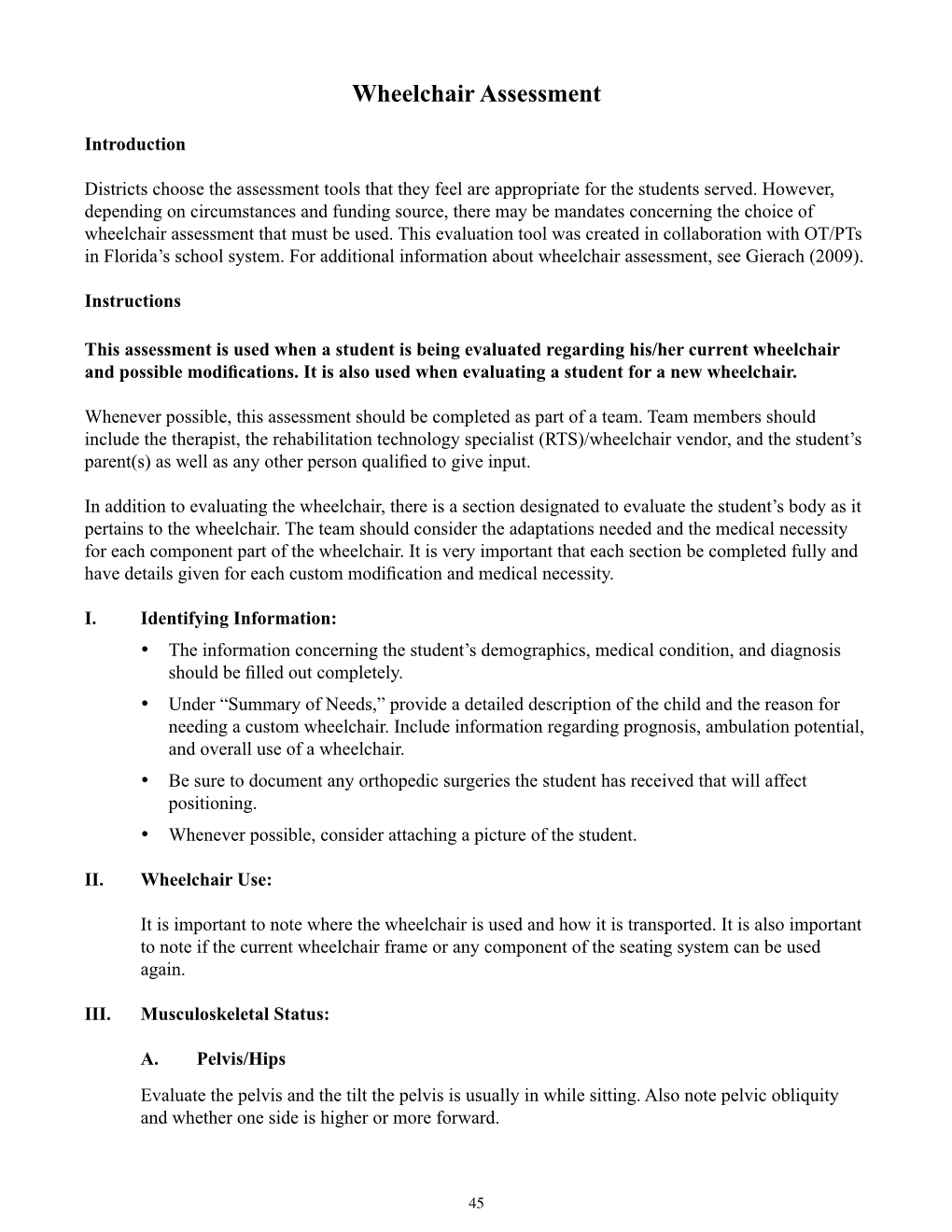 Wheelchair Assessment