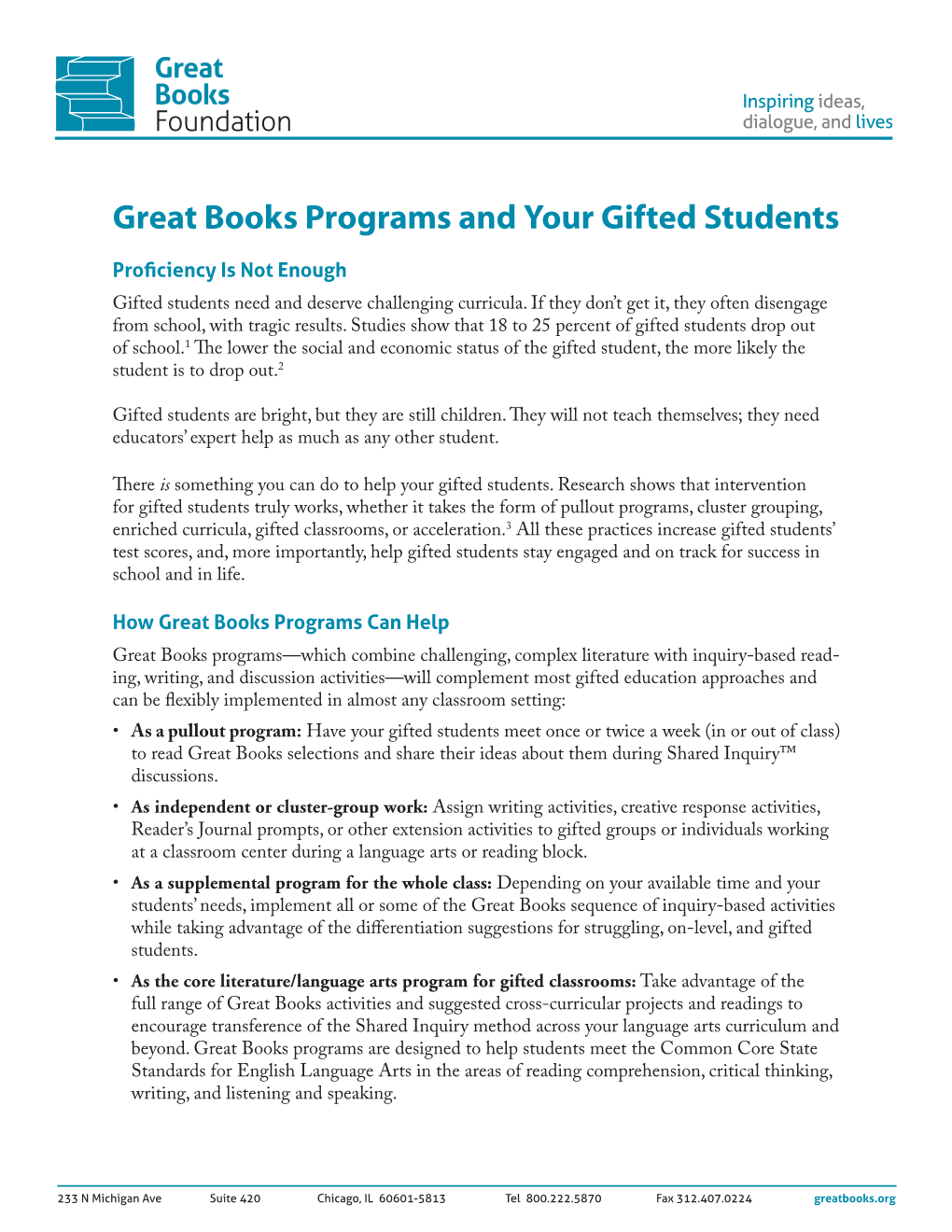 Great Books Programs and Your Gifted Students