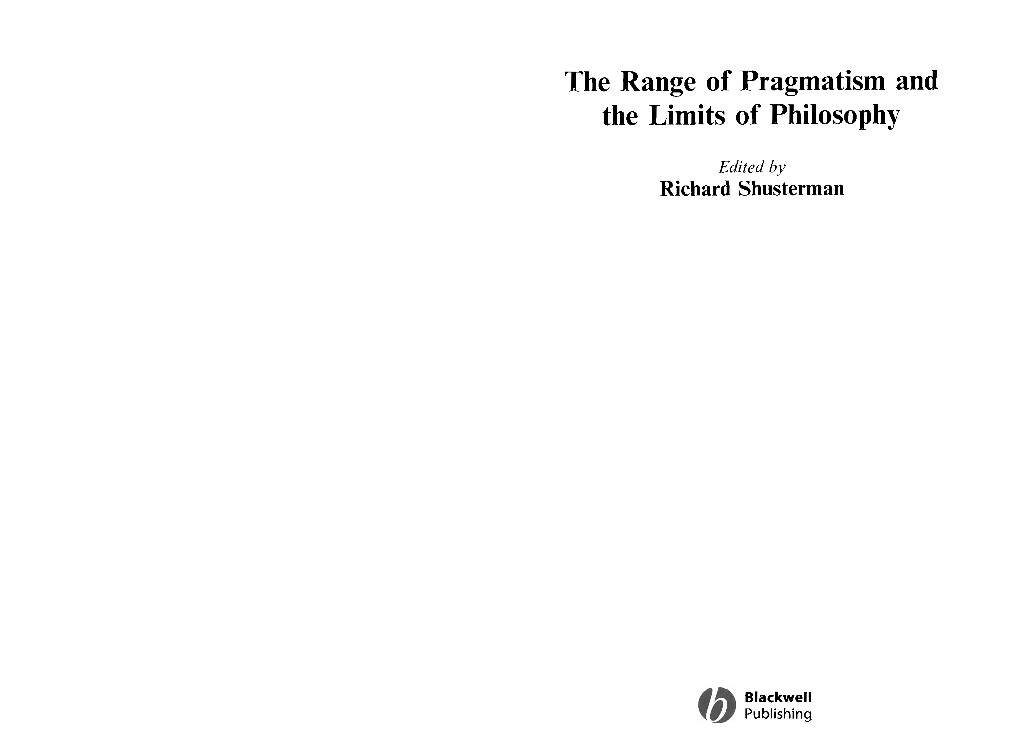 The Range of Pragmatism and the Limits of Philosophy