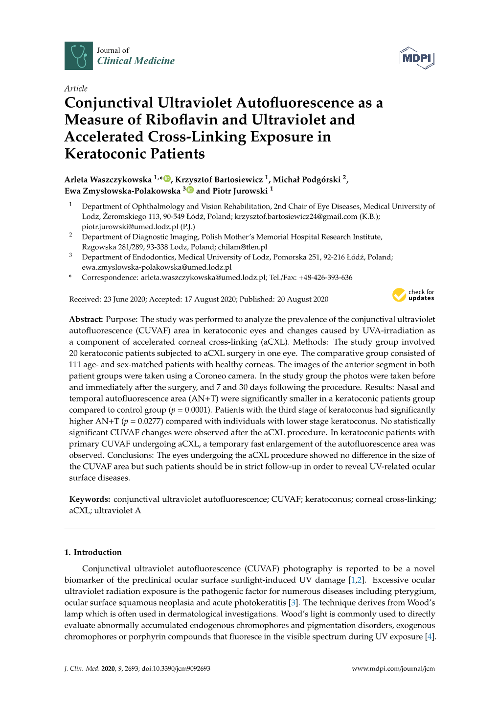 Conjunctival Ultraviolet Autofluorescence As a Measure Of