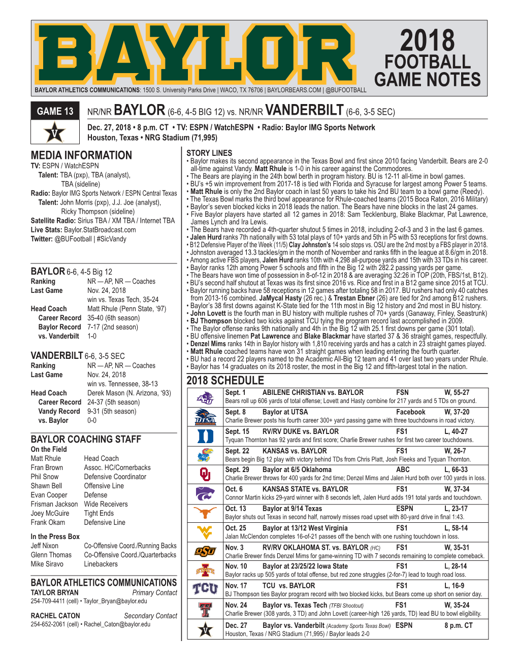 Football Game Notes