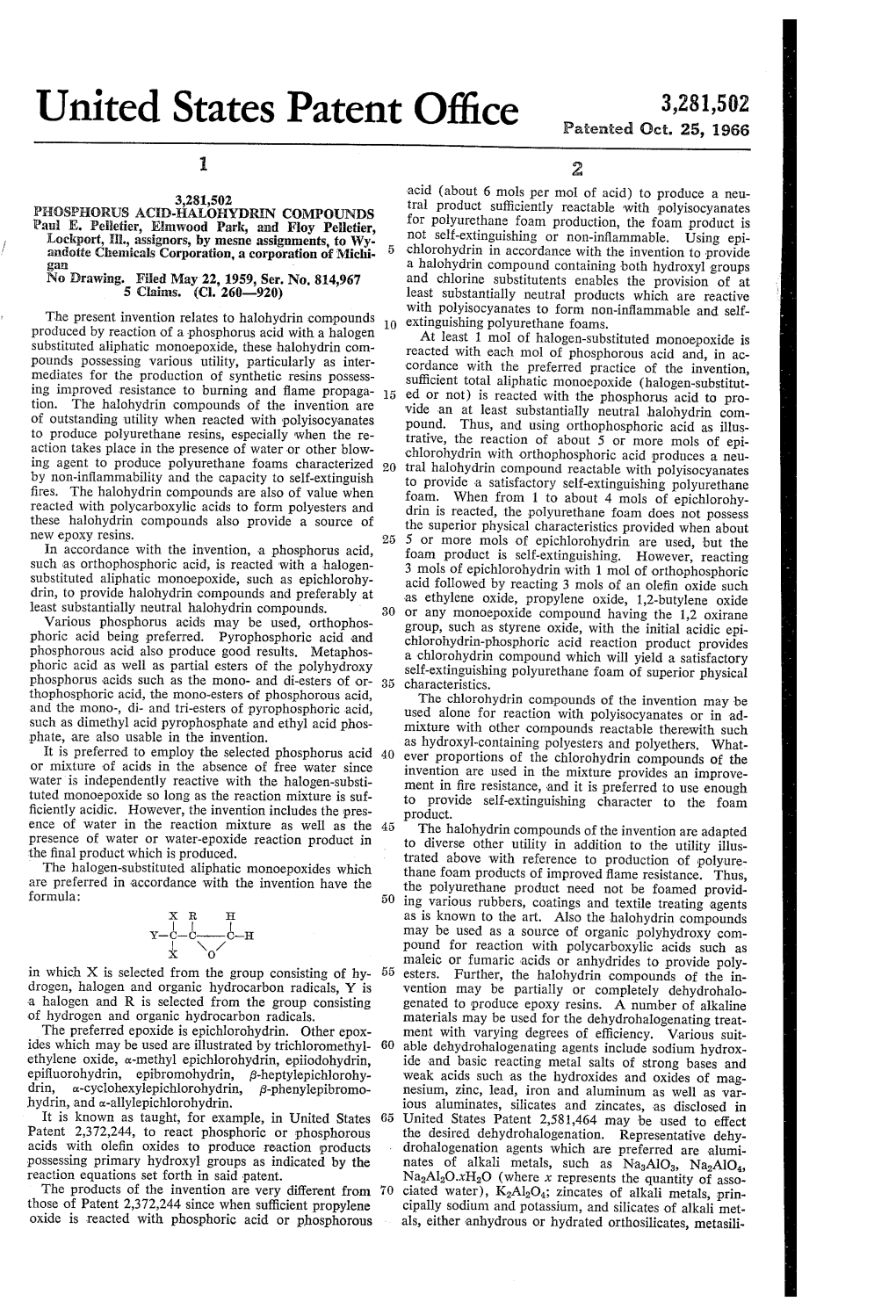 United States Patent Office Patiented Oct