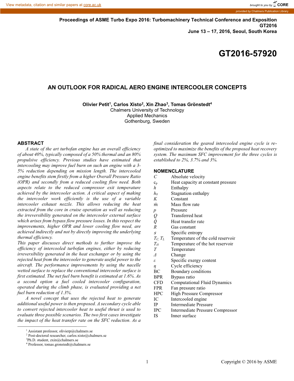 An Outlook for Radical Aero Engine Intercooler Concepts