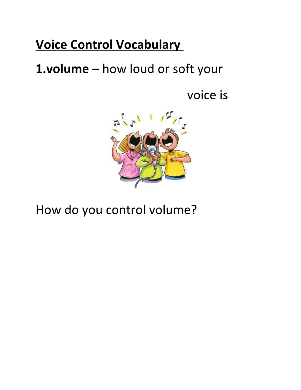 Voice Control Vocabulary