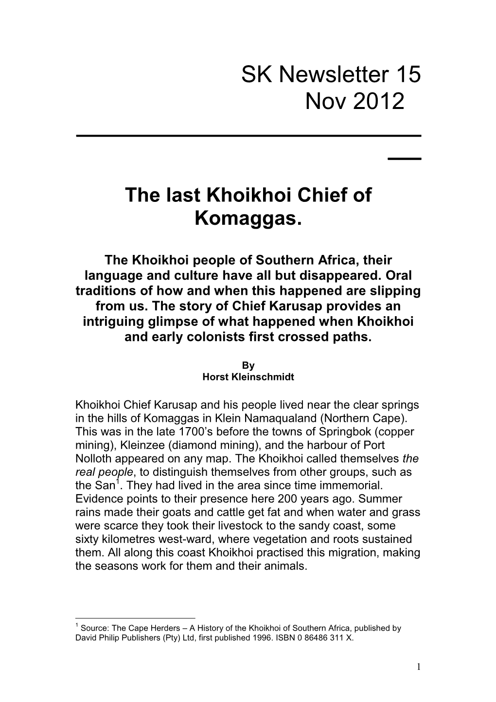 SK Newsletter 15 Nov 2012 ______