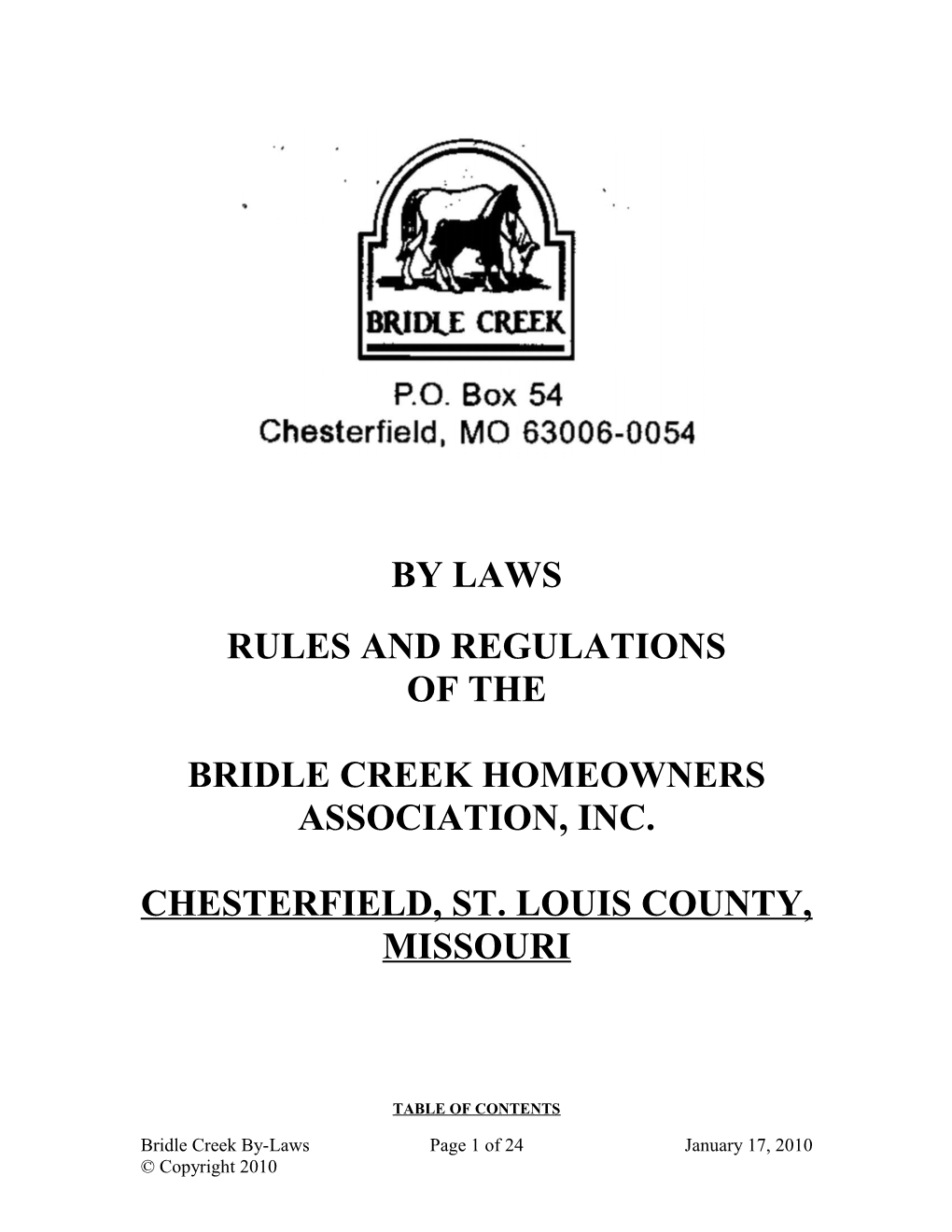 Bridle Creek Homeowners Association, Inc