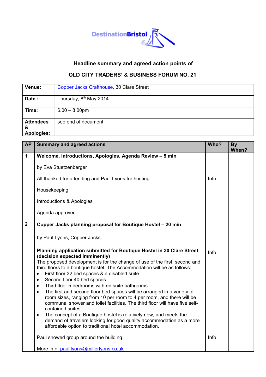 Headline Summary and Agreed Action Points Of s1