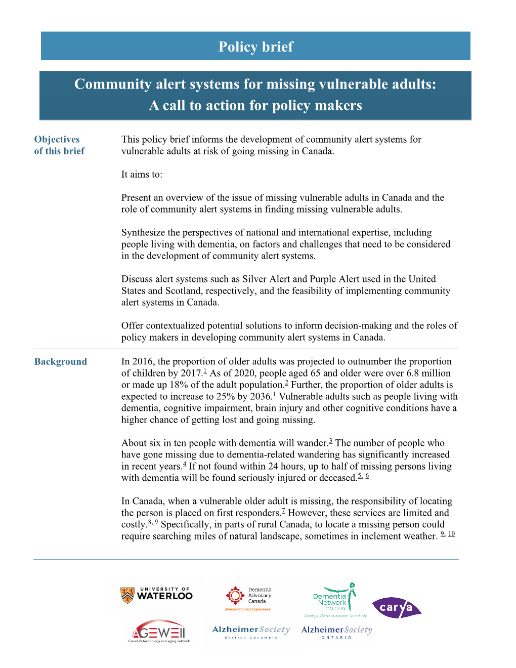 Community Alert Systems for Missing Vulnerable Adults: a Call to Action for Policy Makers