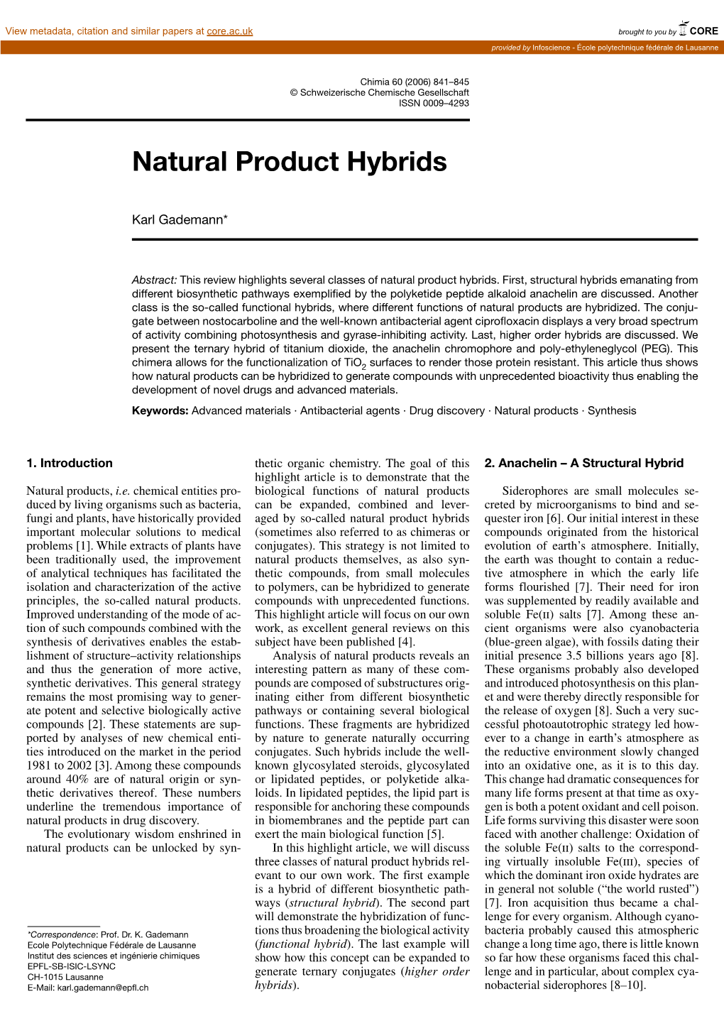 Natural Product Hybrids