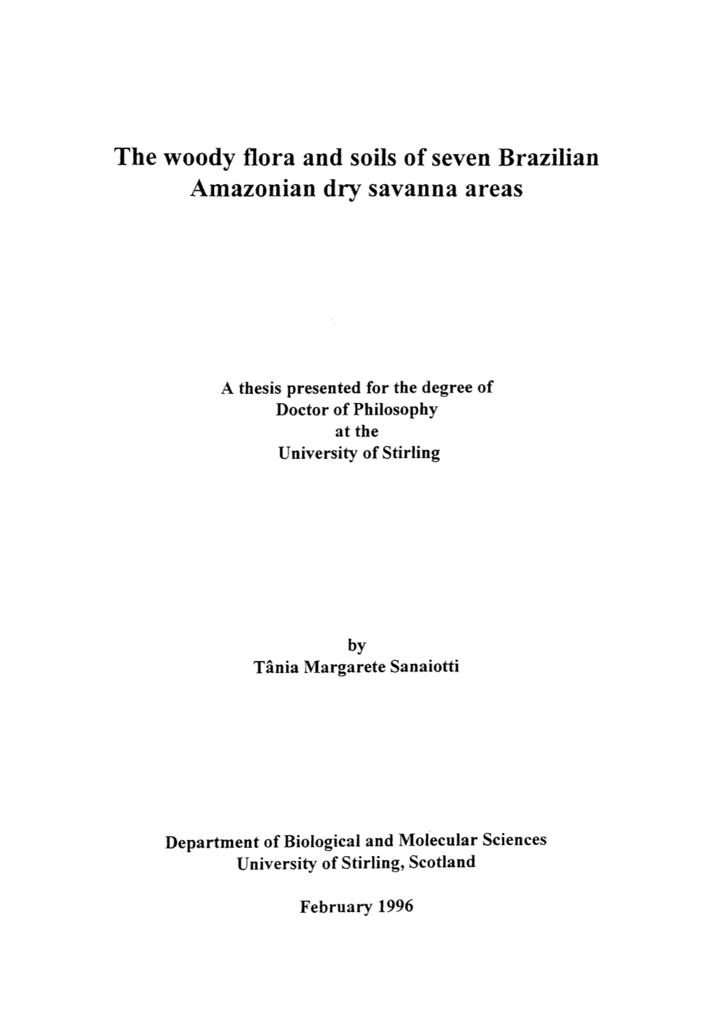 The Woody Flora and Soils of Seven Brazilian Amazonian Dry Savanna Areas