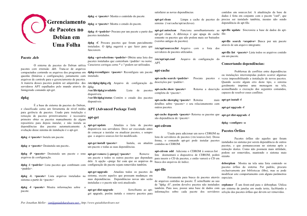 Gerenciamento De Pacotes No Debian Em Uma Folha