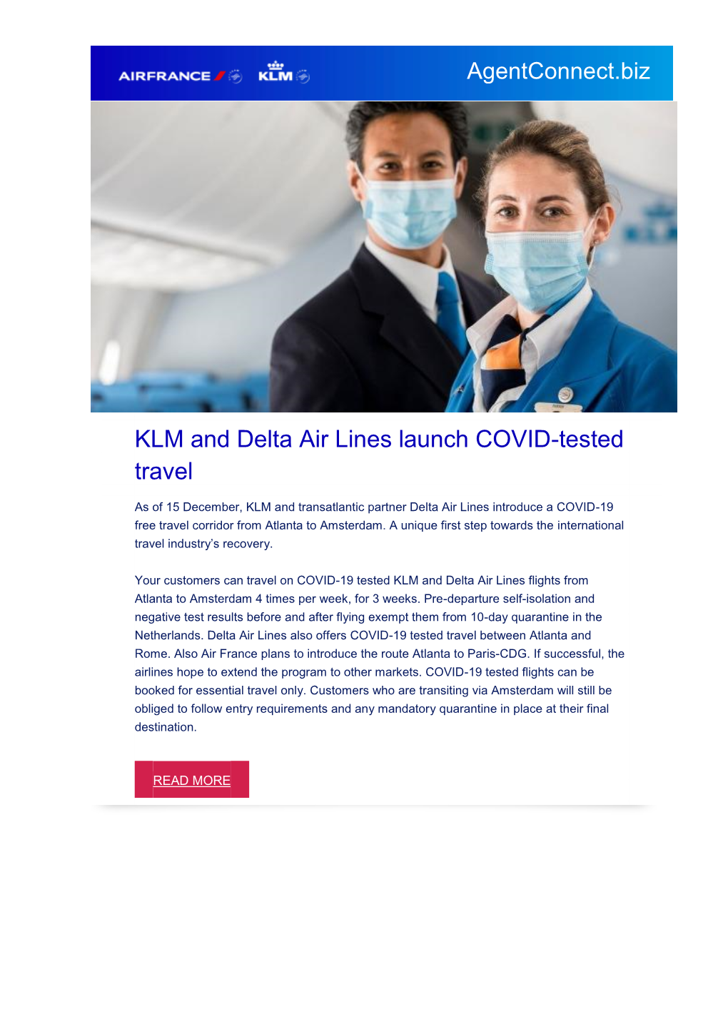 KLM and Delta Air Lines Launch COVID-Tested Travel