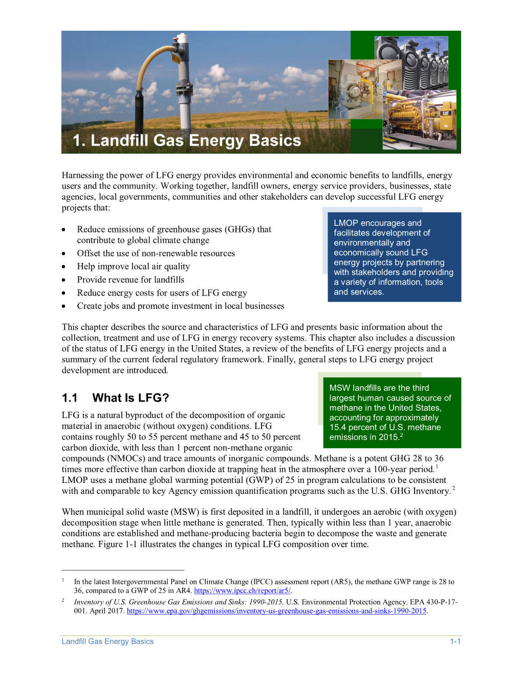 Landfill Gas Energy Basics 1-1 LFG Energy Project Development Handbook