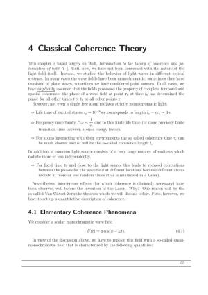 4 Classical Coherence Theory