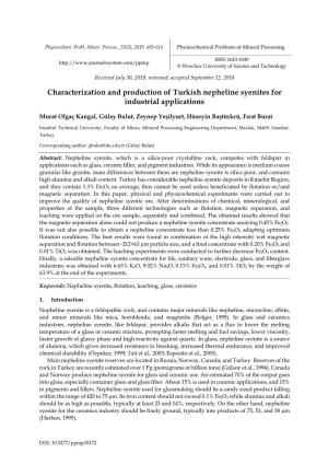 Characterization and Production of Turkish Nepheline Syenites for Industrial Applications