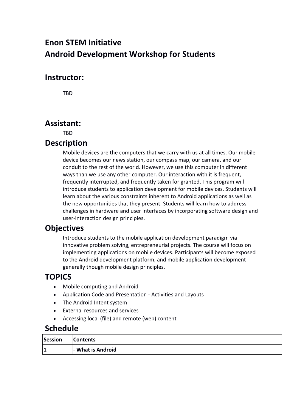 Android Development Workshop for Students