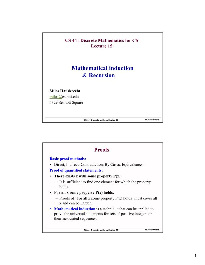 Mathematical Induction & Recursion