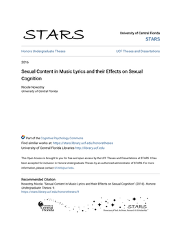 Sexual Content in Music Lyrics and Their Effects on Sexual Cognition