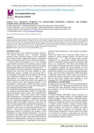 Chemical Stability of Compounded Estradiol, Estrone, and Estriol