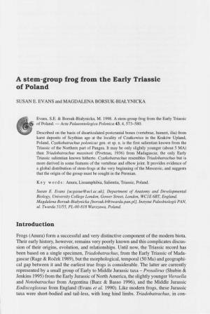 A Stem-Group Frog from the Early Triassic of Poland Susan E