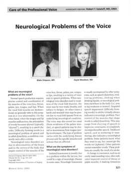 -- Neurological Problems of the Voice