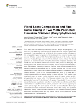 Floral Scent Composition and Fine-Scale Timing in Two Moth