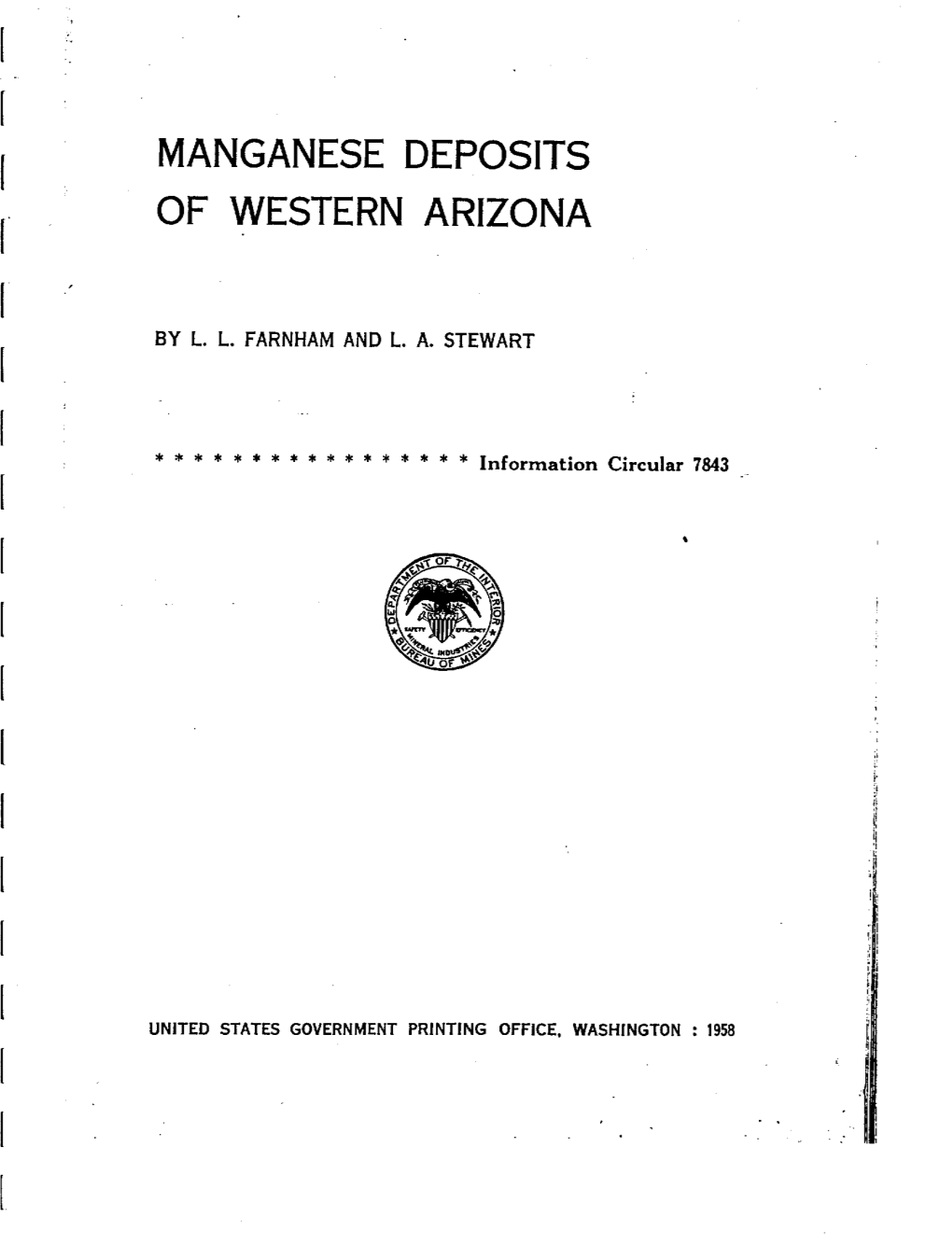 Manganese Deposits of Western Arizona I.C. 7843