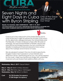 Seven Nights and Eight Days in Cuba with Byron Stripling