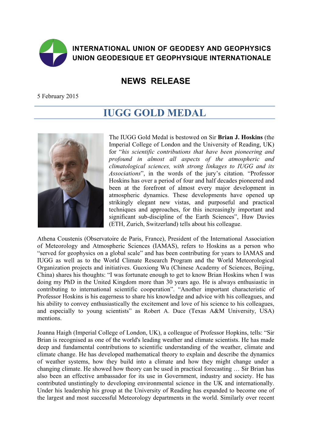 Iugg Gold Medal