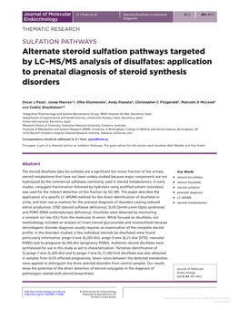 Application to Prenatal Diagnosis of Steroid Synthesis Disorders