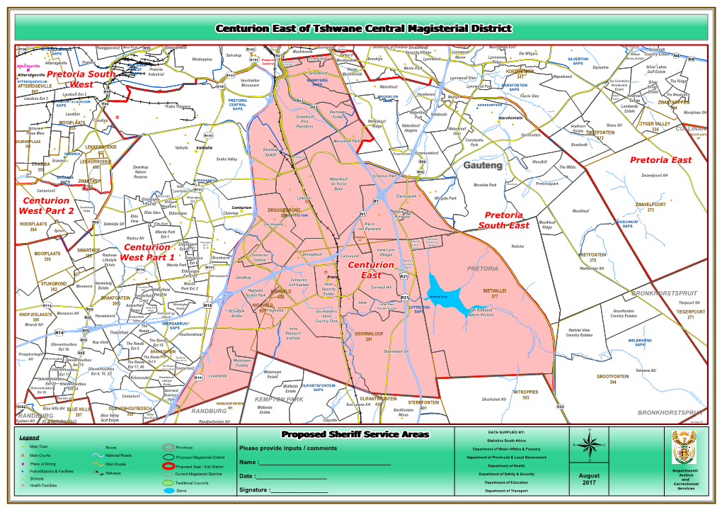 Gauteng Centurion East of Tshwane Central Magisterial District