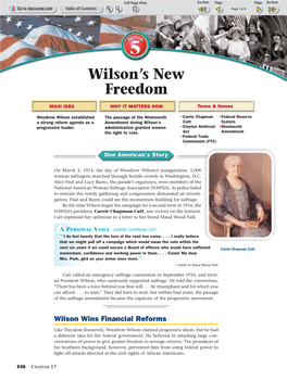 Wilson's New Freedom