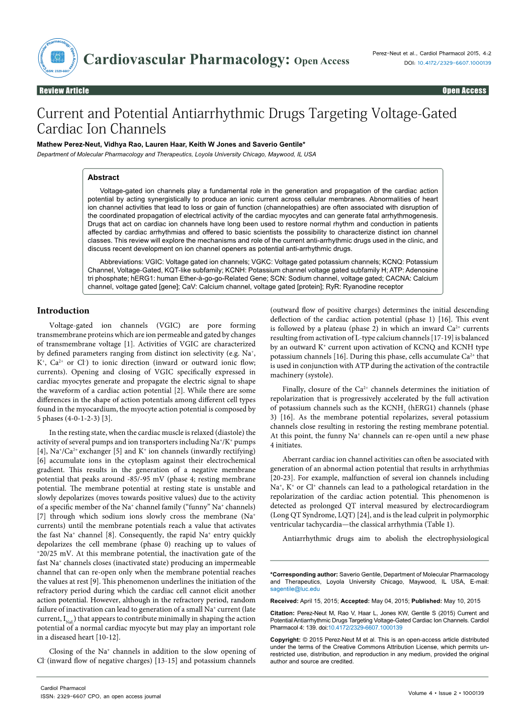 Current and Potential Antiarrhythmic Drugs Targeting Voltage-Gated