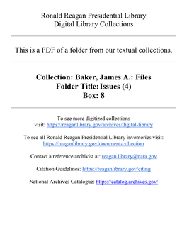 Collection: Baker, James A.: Files Folder Title:Issues (4) Box: 8